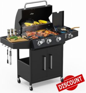 3 Burner Propane Gas Barbecue Grill with Side Burner