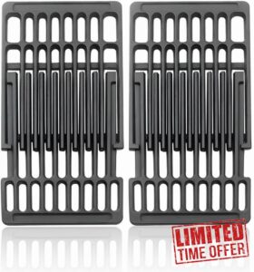 Set of 2 Adjustable Cast Iron Cooking Grates – 20 cm Wide Universal Replacement Grill Grids for BBQ Grills