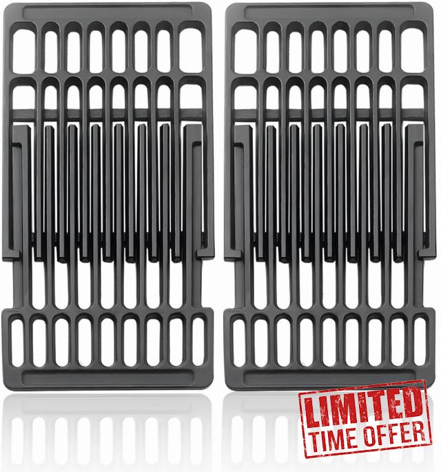 Set of 2 Adjustable Cast Iron Cooking Grates – 20 cm Wide Universal Replacement Grill Grids for BBQ Grills