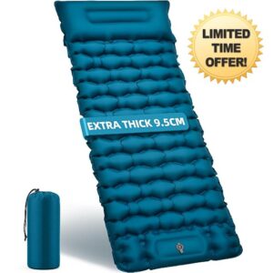 Camping Sleeping Pad Self Inflating 9.5CM Thick Sleeping Mattress Single with Built-in Pump Portable Inflatable Camping Mat Waterproof Air Bed for Outdoor