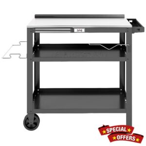 Feasto 3-Tier Grill Cart with Stainless Steel Tabletop