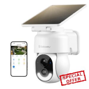 GALAYOU Solar Security Camera Outdoor Wireless - 2K Pan&Tilt Battery Powered CCTV
