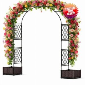 GarveeLife Rose Arch with Metal Frame & 2 Planters - Trellis