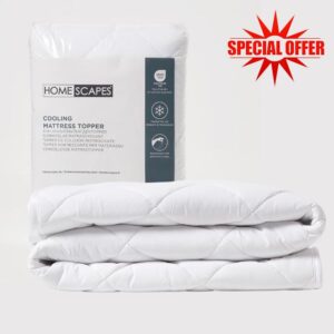 HOMESCAPES Cooling Cot Mattress Topper 60x120cm Set of 2 – Cool Touch Breathable Quilted Cot Mattress Pads for Baby & Toddler