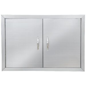Garvee Stainless Steel Double Access Door for Outdoor Kitchen Cabinets – Flush Mount BBQ Door with 6 Hooks – Rustproof