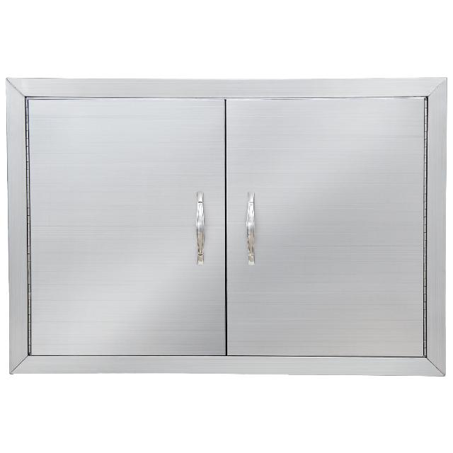 Garvee Stainless Steel Double Access Door for Outdoor Kitchen Cabinets – Flush Mount BBQ Door with 6 Hooks – Rustproof