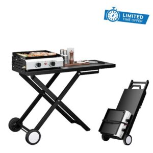 ROVSUN 2 Burner Portable Propane Griddle with Enameled Tray & Wheels