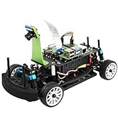 Robot or vehicle platform with blue wheels and black chassis, shown from multiple angles displaying construction and assembly details.