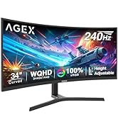 Text reads "AGEX", "27"", "275HZ", "QHD", "120%", "IPS". Gaming monitor with curved black stand displaying blue LED specifications. Ultra-wide display with text indicating 27-inch screen, 275Hz refresh rate, QHD resolution, and IPS panel technology.