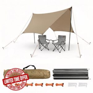 GEEZY Camping Canopy Tarp Shelter with Poles & Carry Bag