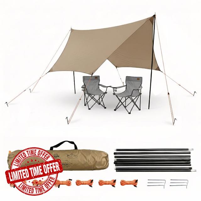 GEEZY Camping Canopy Tarp Shelter with Poles & Carry Bag