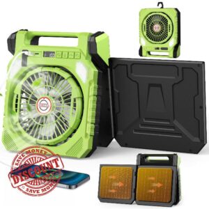 Astarama Solar Camping Fan with 2 Solar Panels