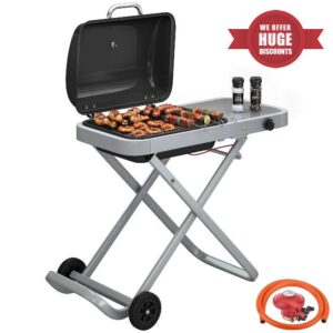 Outsunny Foldable Gas BBQ Grill with Side Table