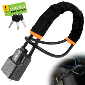 Turnart Steering Wheel Lock Seat Belt Lock Universal Fit Most Vehicles Sturdy Lock for Car Truck SUV Van Security with 3 Keys (Black)