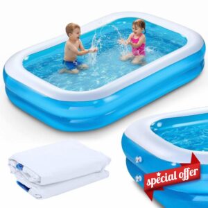 2.6M Large Rectangular Paddling Pool for Kids Adults