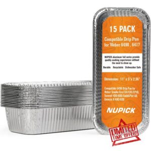 NUPICK 15 Pack Drip Pan Compatible for Weber SmokeFire EX4 / EX6 / EPX6