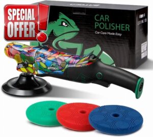 BATOCA P2 Rotary Car Polisher Buffer Sander 1000W 6inch Electric Polishing Machine for Car Floor Detailing Polish Buffing Variable 6 Speed 1000-3800RPM Detachable 8m Cable Side&D-Handle Soft Sta