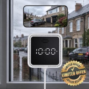 3MP 2K Window Security Camera with Digital Clock