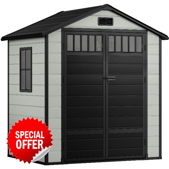 DWVO 6x4.4 FT Resin Storage Shed with Fence-Style and Side Windows