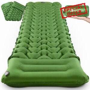 AKSOUL Self Inflating Sleeping Mat: Camping Inflatable Single Bed Air Mattress - Lightweight Sleep Mats - Compact Ultralight Pad for Camp Hiking Travel - 10CM - Gree