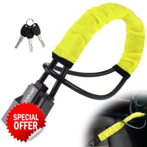 Turnart Steering Wheel Lock Seat Belt Lock Universal Fit Most Vehicles Sturdy Lock for Car Truck SUV Van Security with 3 Keys (Yellow)