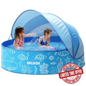 Splosh 4ft Kids Paddling Pool With UV Sun Shade Canopy - Easy Setup Pool With Rigid Sides (No Inflating) - Outdoor Kids Swimming Pool for Garden - Size 1.20m x 40cm