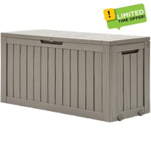 DWVO 270L Outdoor Resin Deck Box with Wheels