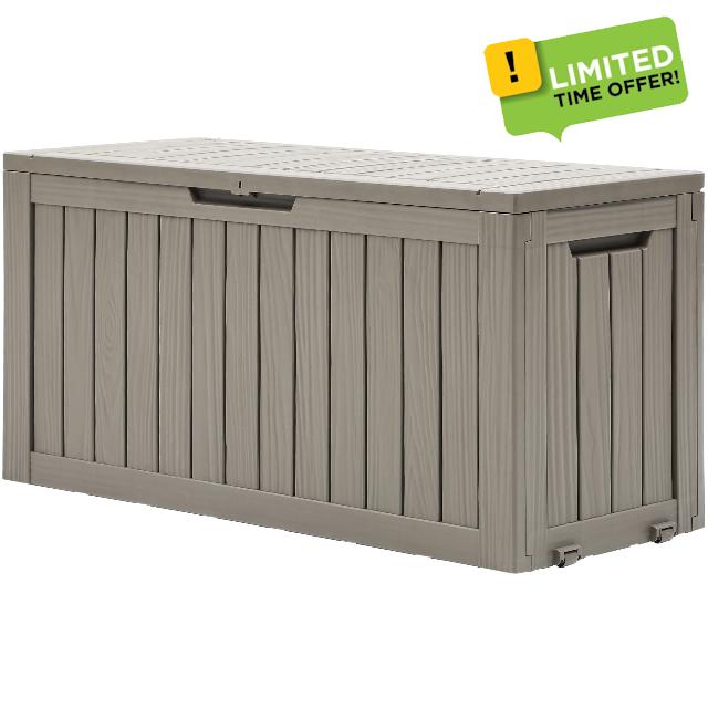 DWVO 270L Outdoor Resin Deck Box with Wheels