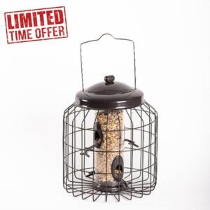 Happy Beaks Heavy Duty Squirrel Proof Bird Feeder – Weatherproof Metal Seed Feeder for Small Songbirds