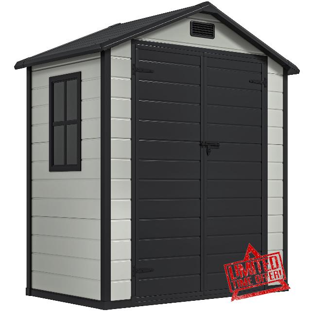 DWVO 6x4 FT Outdoor Resin Storage Shed with Reinforced Floor