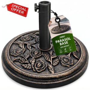 ZENO Parasol Base 12KG Bronze Rose | Cast Iron Effect Garden Parasol Base | Garden Umbrella Base For Outdoor Furniture Umbrella