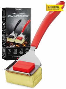 Bristle Free Grill Brush with Scraper for Outdoor Grill Cleaning