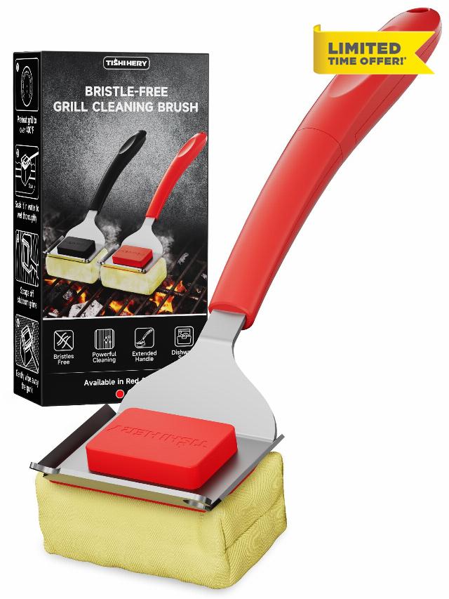 Bristle Free Grill Brush with Scraper for Outdoor Grill Cleaning