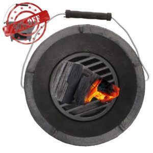 SUPVOX Portable Cast Iron Hibachi Grill Charcoal Stove with Smooth Curve and Long Serving Life