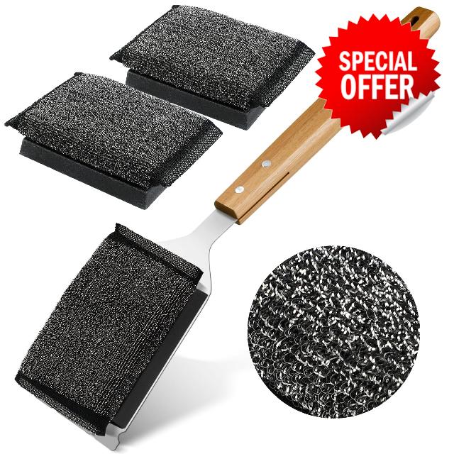 Grill Brush Bristle Free with 2 Replacement Head