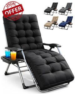 KEPLIN Square Tube Gravity Chair with Cushion 1 Pack – Extra Wide 72cm Zero Gravity Reclining Garden Chair