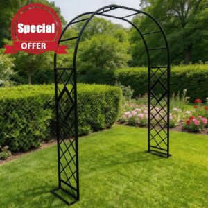 Decorative Metal Garden Arch | Outdoor Rose Arch for Garden Patio Lawn