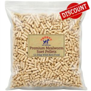 Premium Mealworms Suet Pellets 12.55kg | Suet Pellets for Wild Birds | No Mess Bird Food | High Energy and High Protein | Wild Bird Feed for Small Garden Birds | By Trusty Pet Supplies