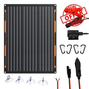 FlexSolar 12V 20W Solar Car Battery Charger IP67 Waterproof Trickle Charger with Built-in Charge Controller