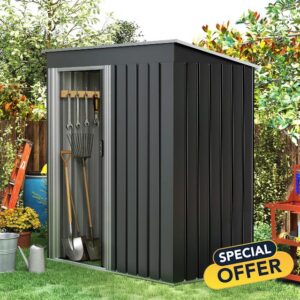 LUXOAK Metal Garden Shed 150x75.5x181cm