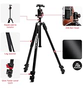 Manfrotto 290XTRA Aluminium Tripod Kit with 496 Ball Head, 3-Section Legs, 4 Angles Position, Qui...