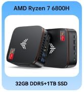 Text reads 'AMD Ryzen 7 6800H'. Computer hardware component specifications displayed in blue-bordered boxes on white background.