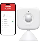 White smart home device alongside smartphone displaying control interface with menu options and settings screen.