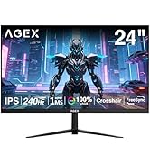 X AGEX 24 Inch 240Hz Gaming Monitor, IPS Panel MPRT 1ms, Full HD 1080P, 300cd/m&sup2; Brightness, Adap...