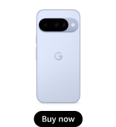 Text reads 'Buy now'. Blue protective phone case with camera cutout displayed against white background.