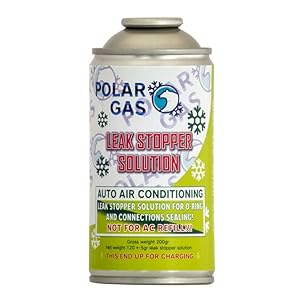 Text reads 'SOLAR GAS' and 'R1234yf'. Multiple views of blue and white refrigerant gas canisters.