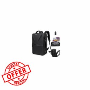 Zurligi Removable Vacuum Compression Travel Backpack with Detachable Vacuum Bag & Mini Pump (Deep Black)