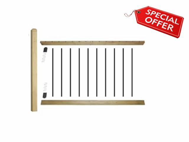 eDecks Traditional Decking Balustrade Extension Kit - 1200mm Span - With 1200mm Pos