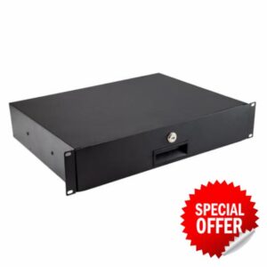 kenable 19 Inch 2U Lockable Rack Mount Drawer with Rear Support Rails 338mm Deep Server Cabinet Storage
