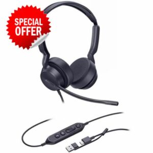 Yealink UH42 Dual USB Wired Headset with USB-C/A Adapter